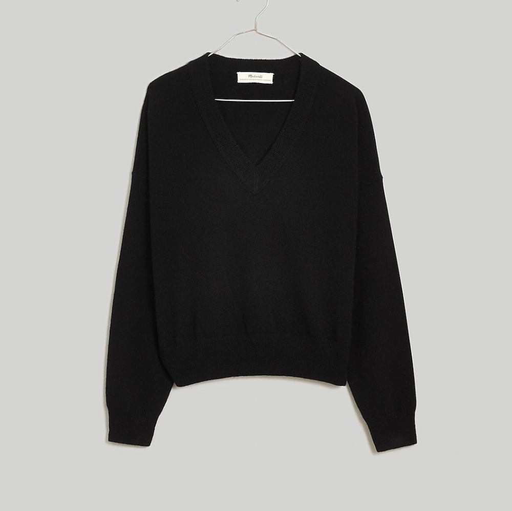 Madewell (Re)sponsible Cashmere V-Neck Sweater Small Black